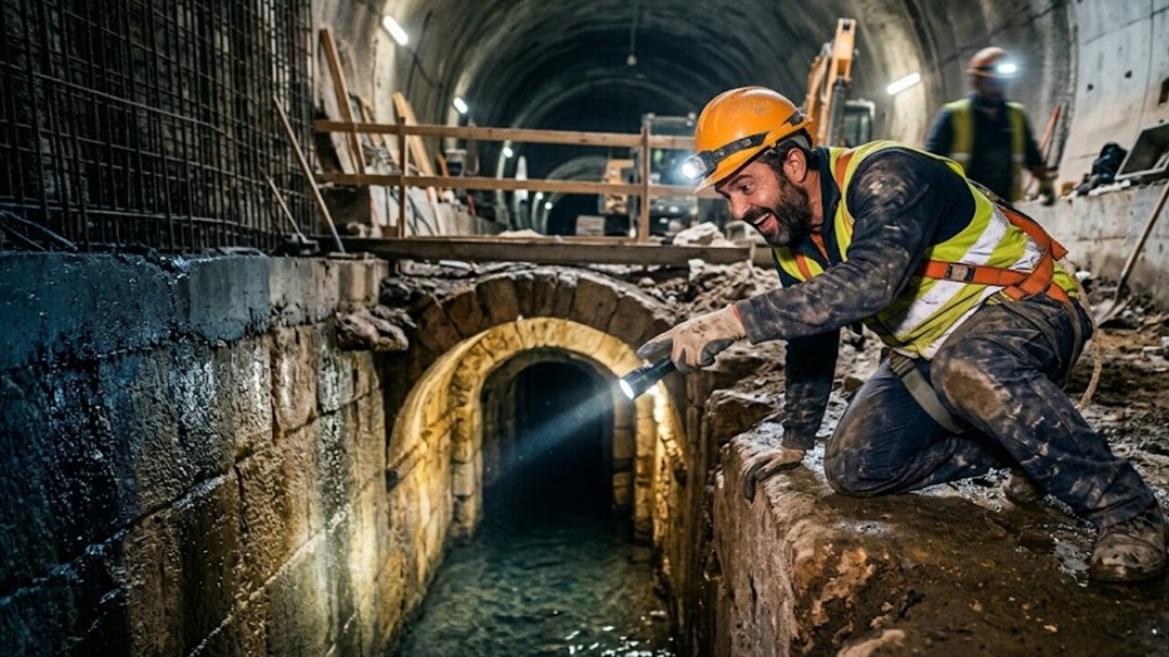 No bairro de Arganzuela, em Madri, a expansão do metrô revelou parte de um antigo canal real com séculos de história