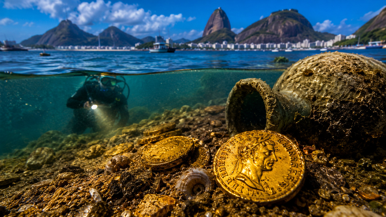 As moedas de ouro romanas na Baía de Guanabara voltaram ao centro das discussões após novas análises de sedimentos marinhos reacenderem o debate sobre possíveis navegações muito antes da chegada oficial dos portugueses ao Brasil