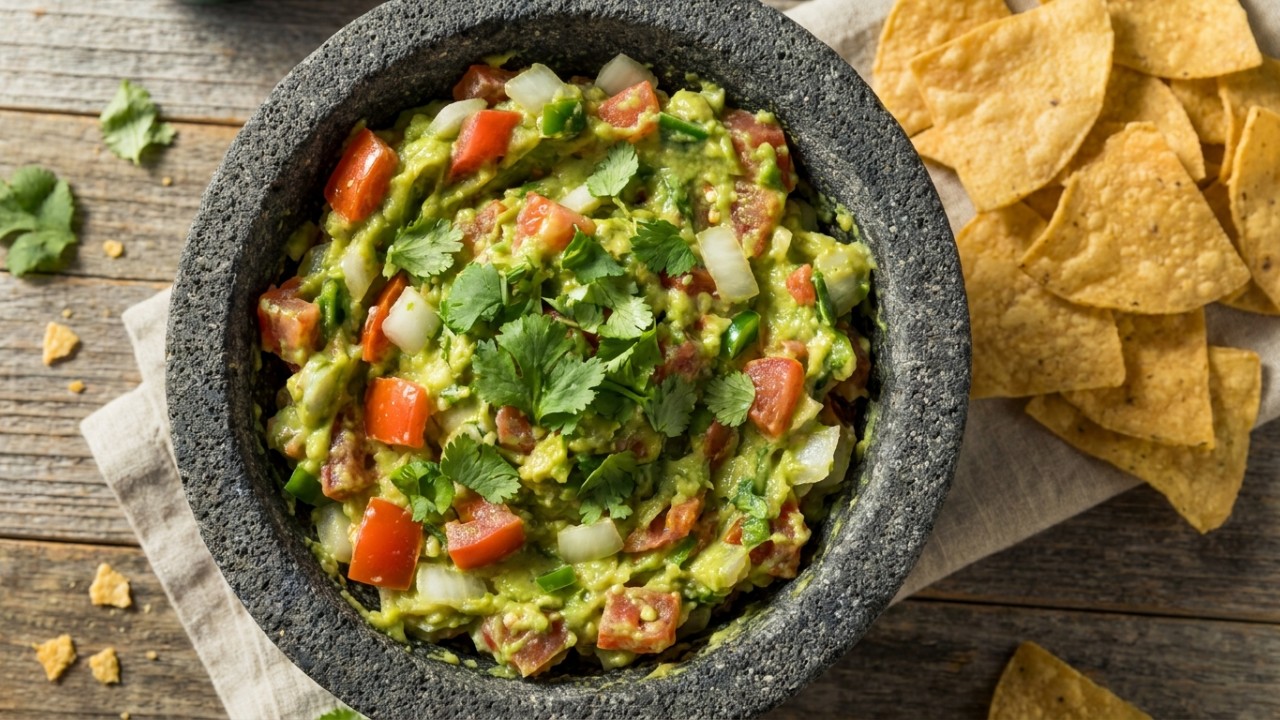 O preparo manual preserva a textura ideal e evita que o guacamole fique aguado. – Imagem gerada por IA