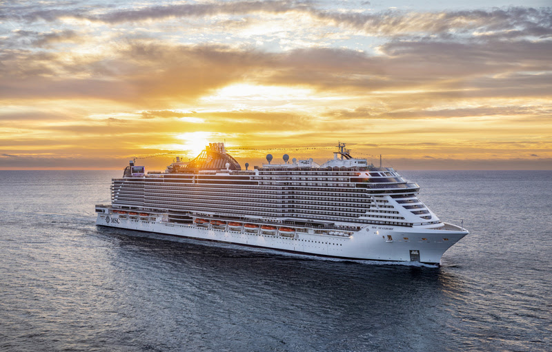 O MSC Seashore terá embarques em Port Canaveral, próximo a Orlando (EUA)
