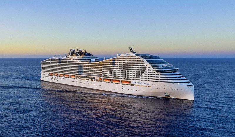 Terceiro navio da Classe World, o MSC World Asia fará sua estreia em dezembro na Espanha