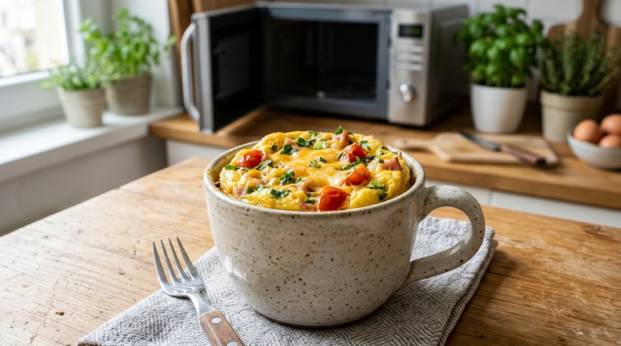 A omelete é preparada com ovos batidos e pode receber queijo, ervas e outros ingredientes.
