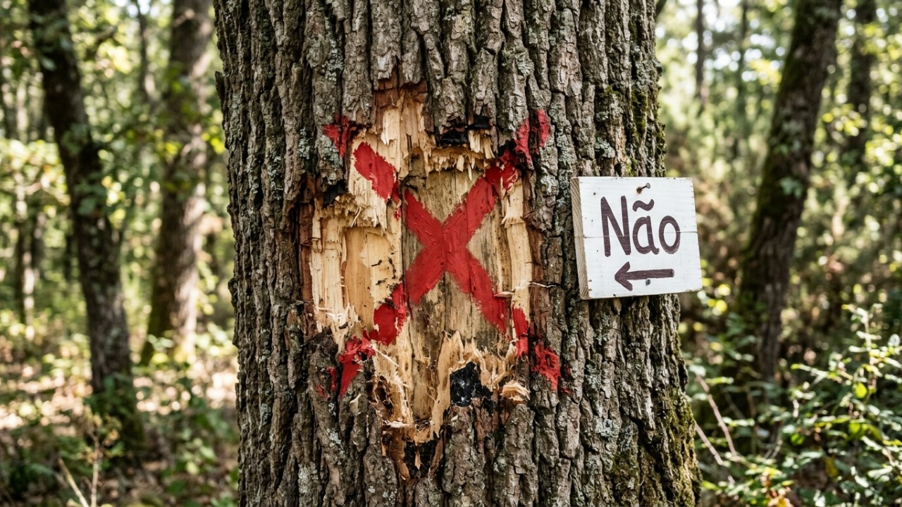 A poda realizada durante os meses de calor intenso compromete a saúde das plantas e a futura floração. – Imagem gerada por IA