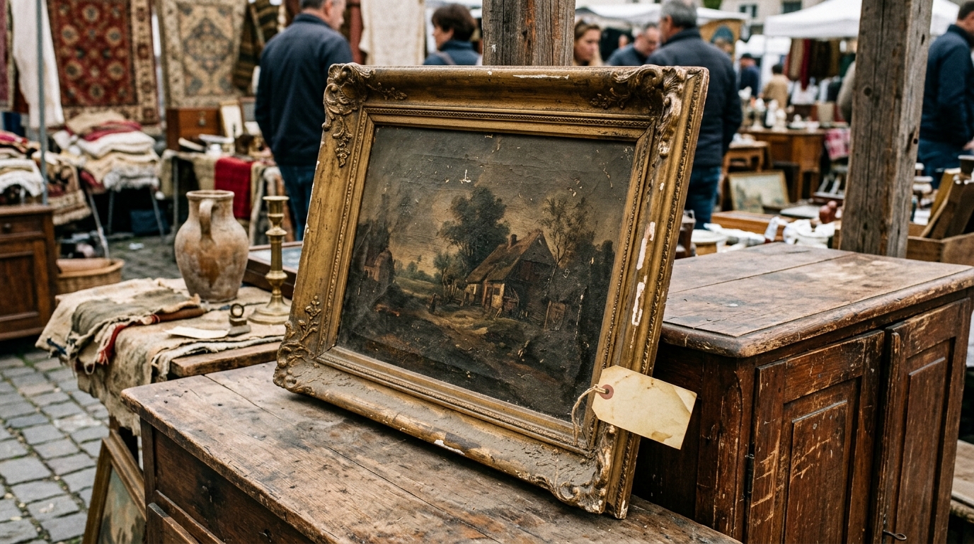 Ao limpar cuidadosamente a moldura, o aposentado percebeu pequenas marcas no canto inferior da pintura.