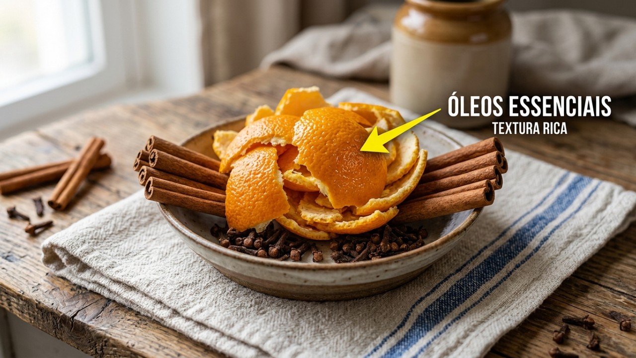 A combinação de ingredientes cítricos desidratados e elementos secos cria uma barreira olfativa eficiente contra o mau cheiro. – Imagem gerada por IA