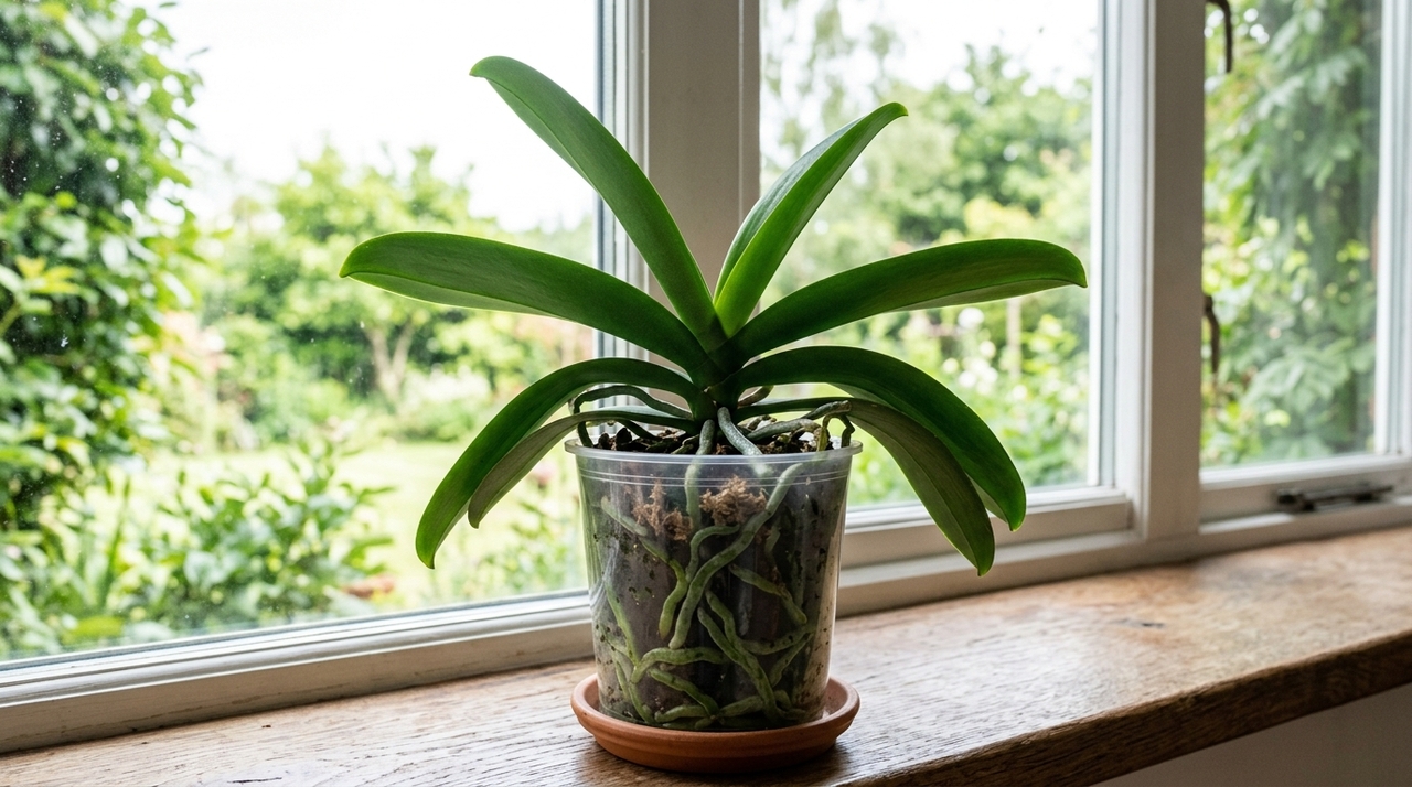 Quando a orquídea emite muitas folhas novas e raízes vigorosas, mas passa longos períodos sem flores, ela está priorizando o crescimento estrutural
