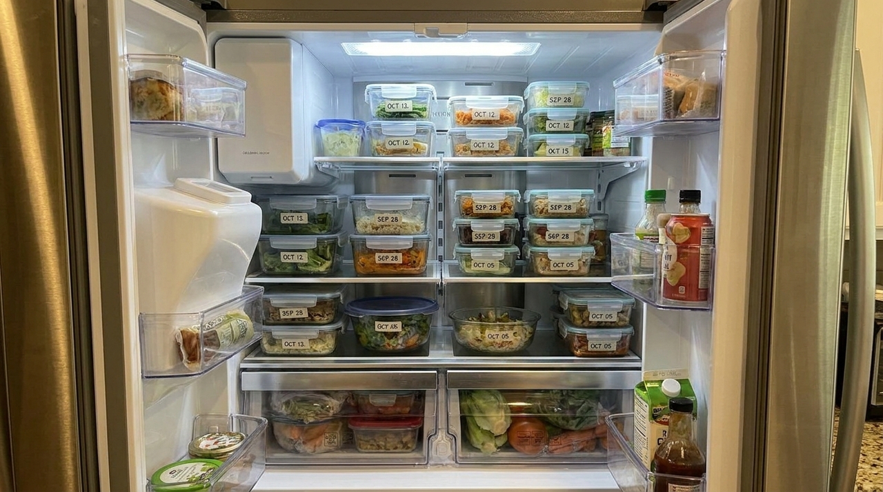 Em diversas cozinhas europeias, geladeiras, armários e freezers são pensados para facilitar o uso do que já está aberto ou perto de vencer.