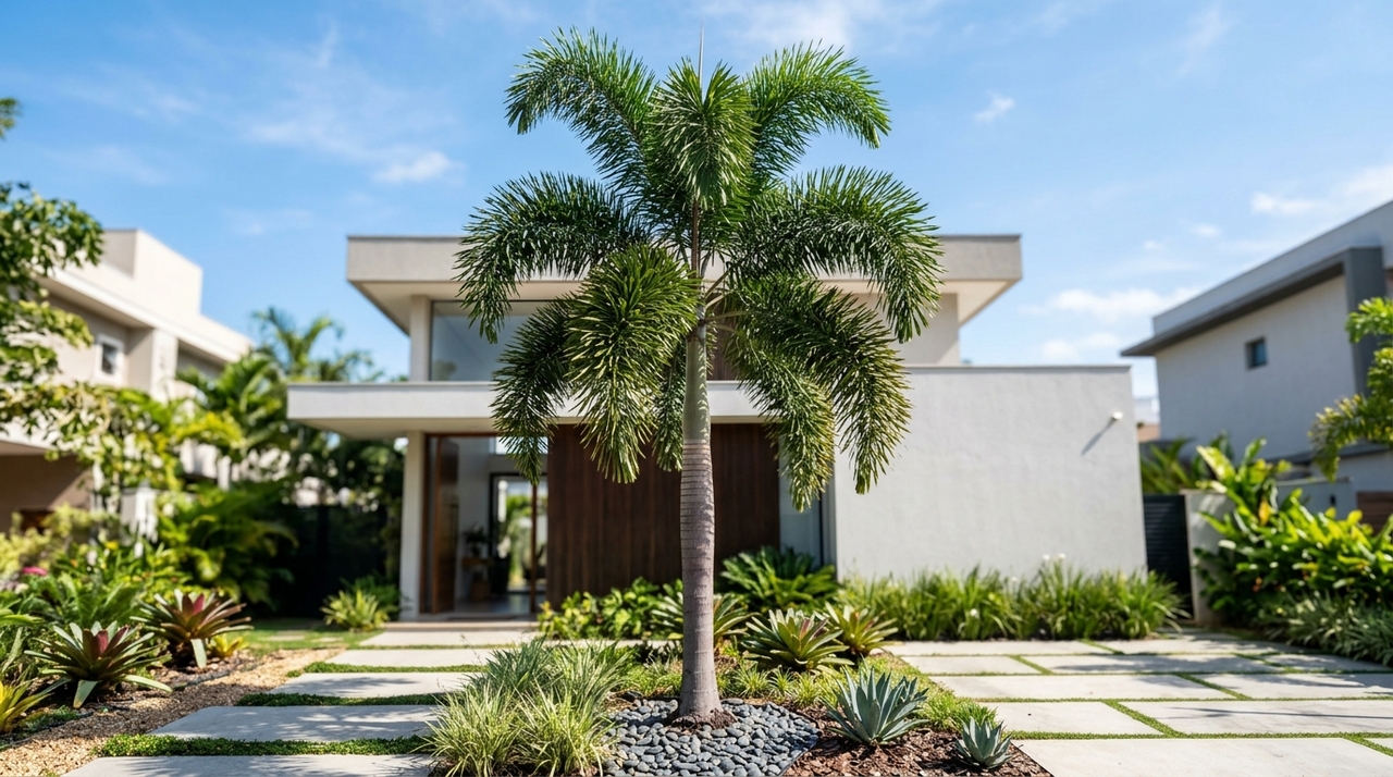 Essa planta conquistou os proprietários de imóveis modernos porque oferece uma estética elegante semelhante às icônicas palmeiras imperiais brasileiras.