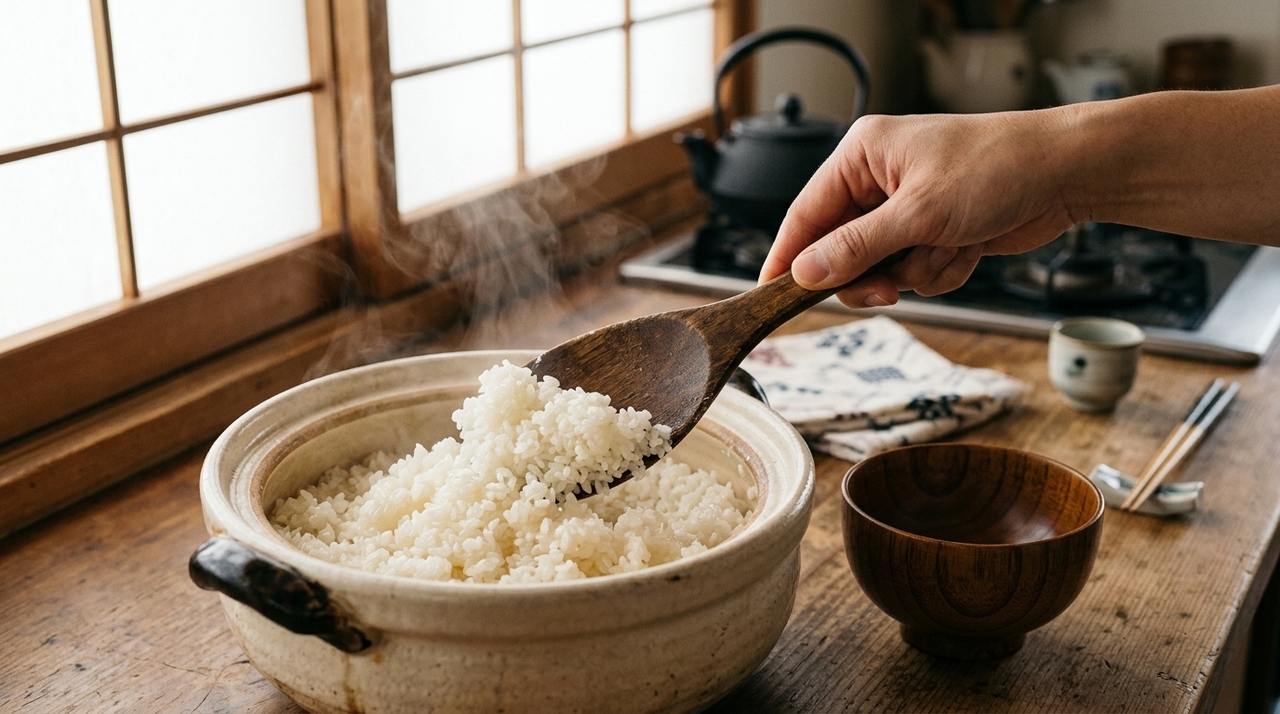 Adicionar água demais pode até cozinhar mais o arroz, mas não corrige o excesso de amido na superfície.