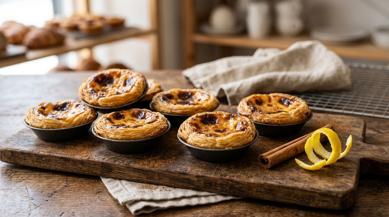 O pastel de nata é uma especialidade portuguesa de inspiração conventual, associada historicamente ao Mosteiro dos Jerónimos, em Belém.