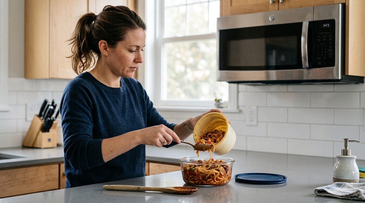 No micro-ondas, o alimento aquece e transfere calor para o recipiente