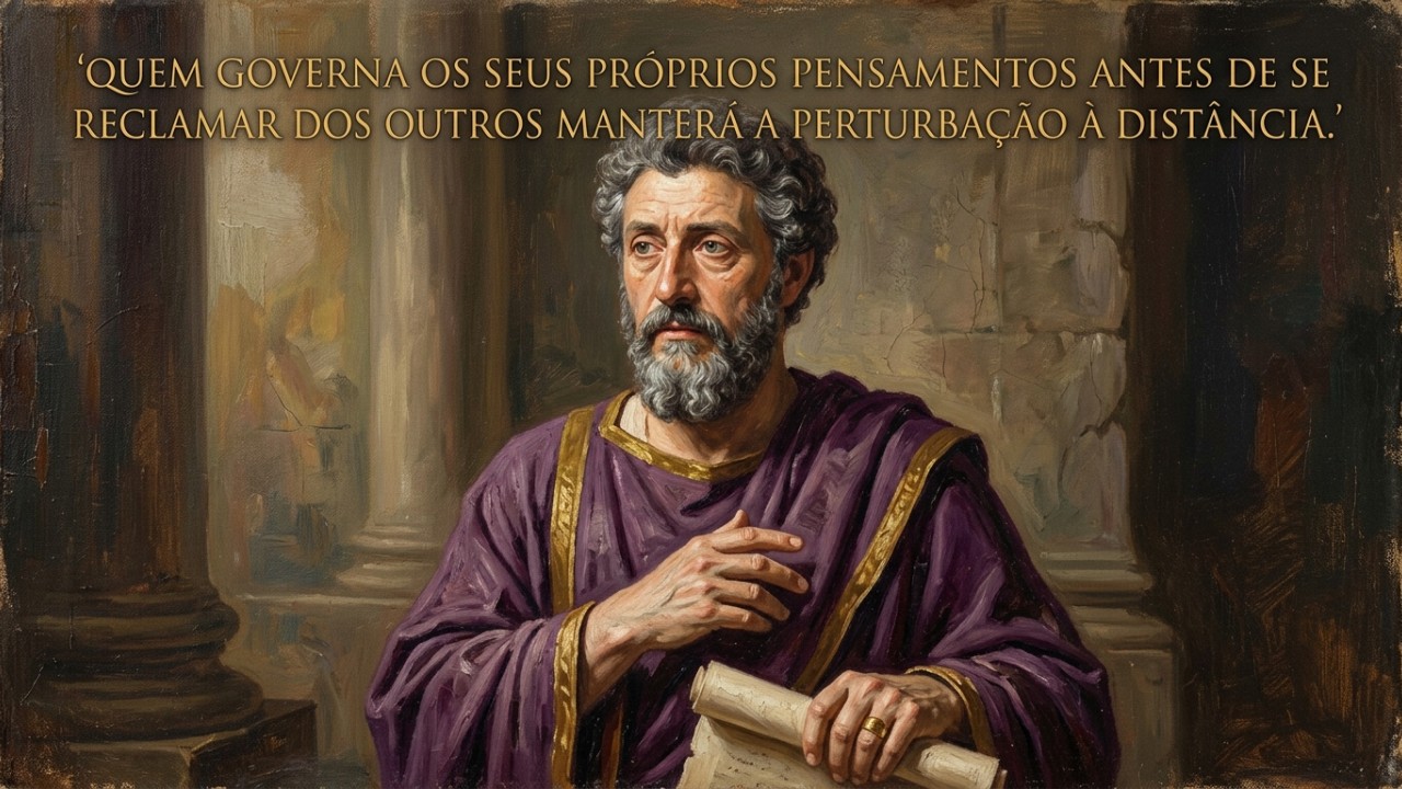 O estoicismo de Marco Aurélio oferece ferramentas práticas para manter o equilíbrio emocional diante das tensões cotidianas. – Imagem gerada por IA