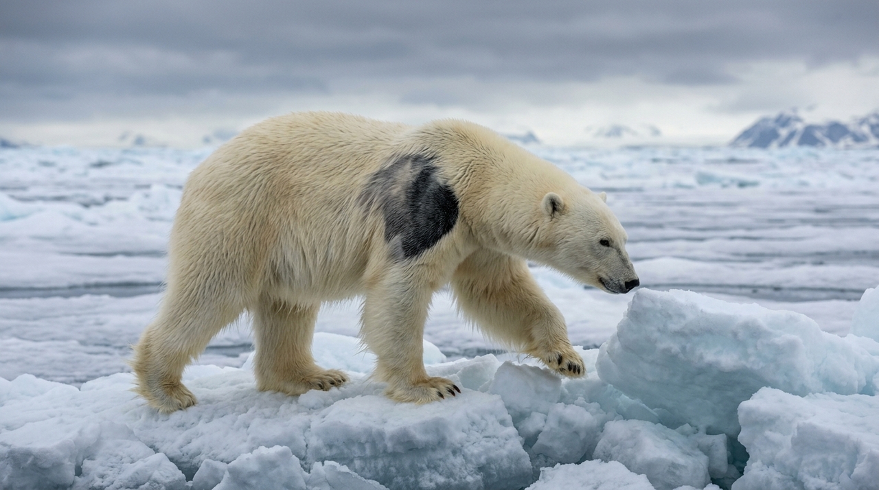 Embora seja conhecido pela pelagem branca, o urso-polar possui uma pele completamente preta.