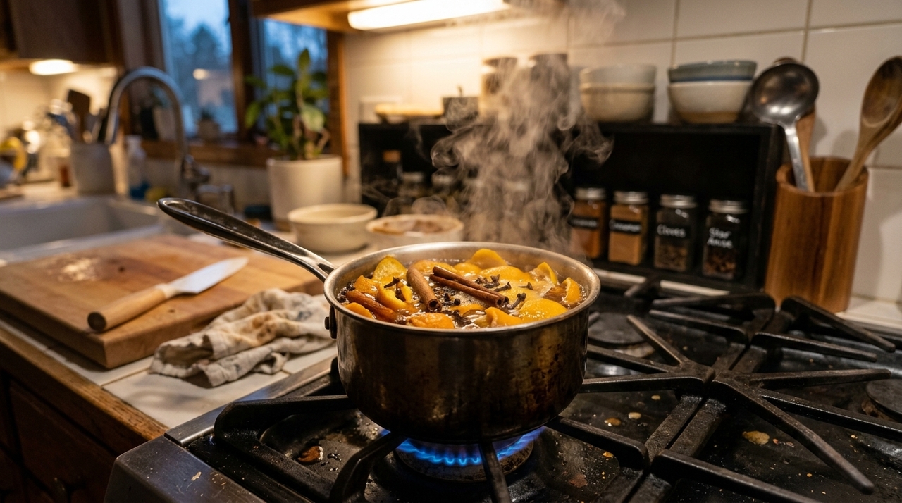 Ao aquecer a matéria vegetal em fogo brando, a água absorve os componentes aromáticos concentrados na casca da fruta
