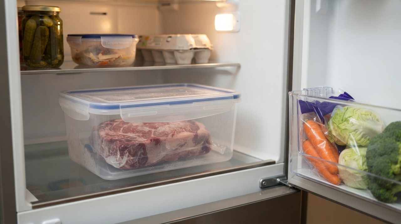 O método mais recomendado é transferir a carne do freezer para a geladeira com antecedência.