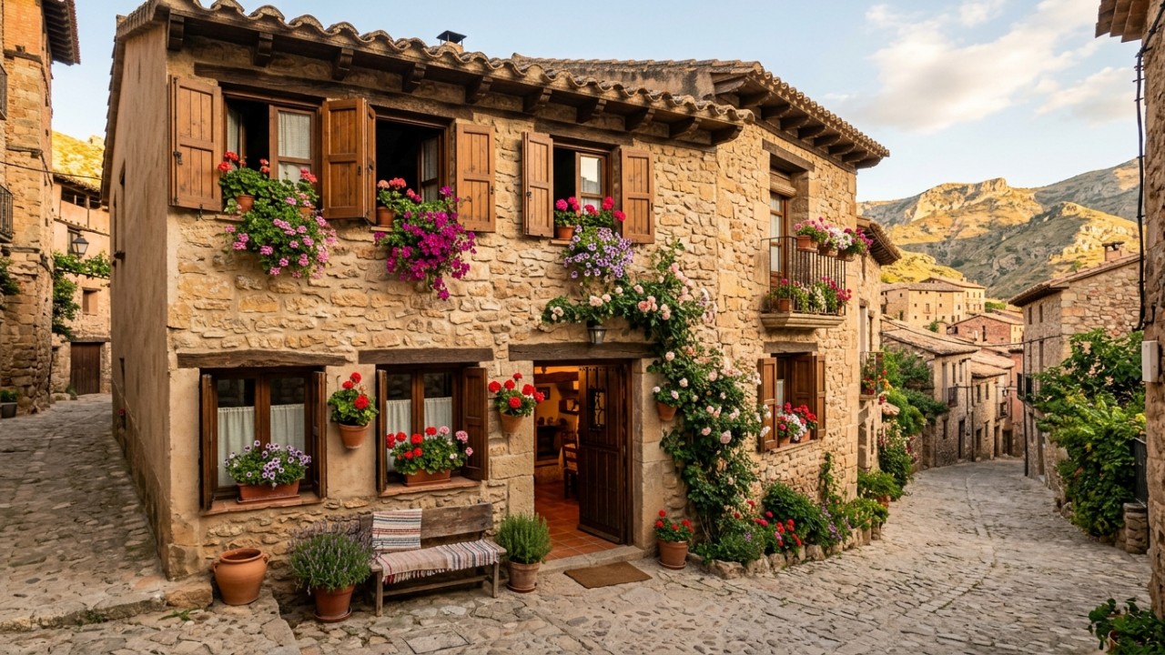 A vida no interior da Espanha combina a tranquilidade rural com incentivos governamentais para um recomeço seguro e estável. – Imagem gerada por IA