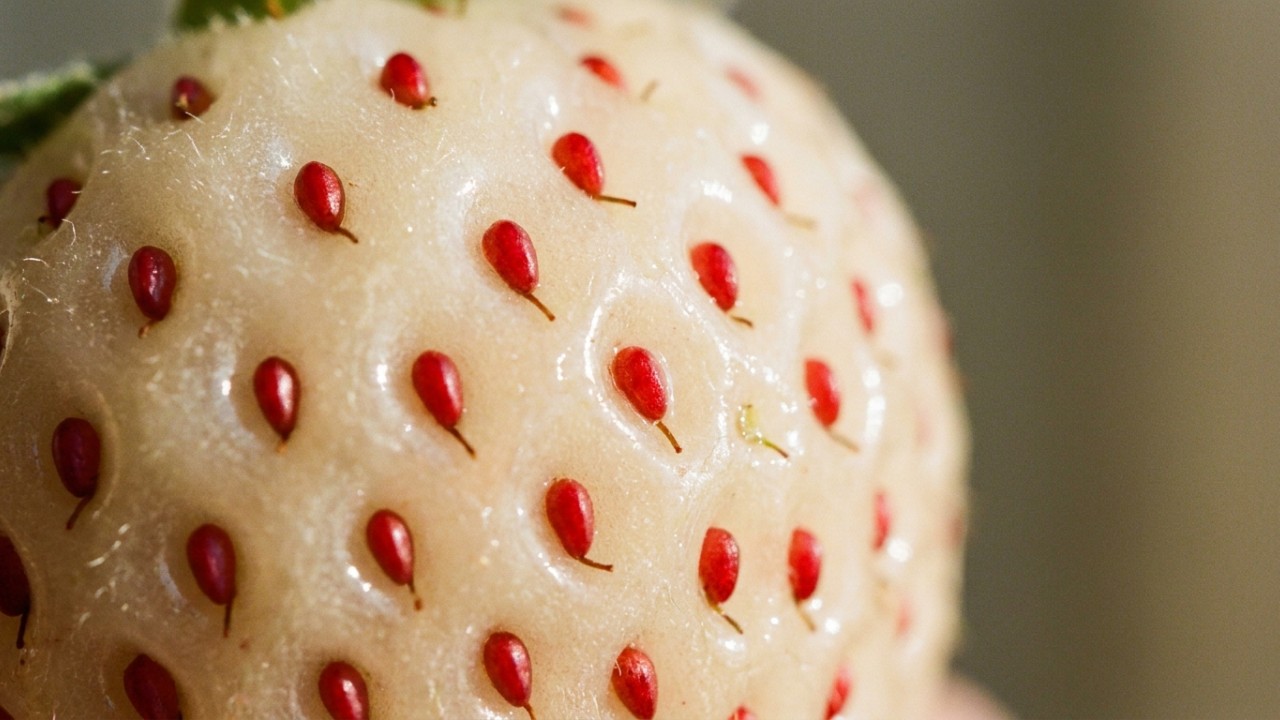 O pineberry se destaca no mercado gastronômico por sua aparência exótica e casca clara. – Imagem gerada por IA