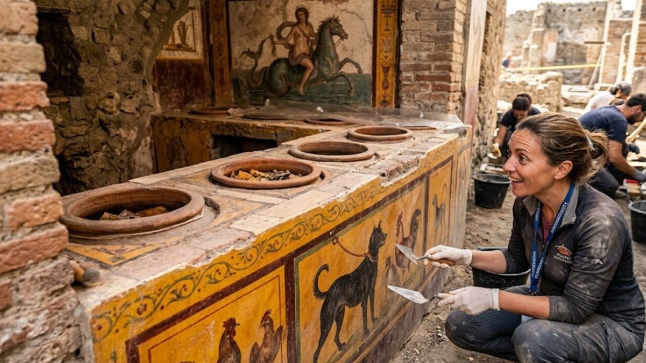 Arqueólogos encontraram em Pompeia um termopólio praticamente intacto, revelando restos de comida e pinturas que mostram como funcionava o “fast-food”
