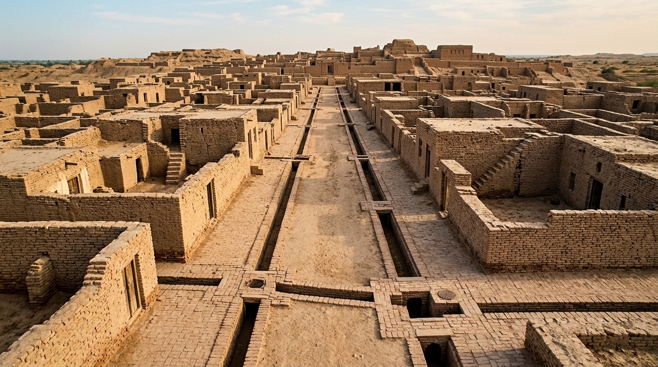 Há cerca de 4.500 anos, Mohenjo-daro foi construída com ruas planejadas, quarteirões organizados e uma infraestrutura que surpreende até os padrões modernos.