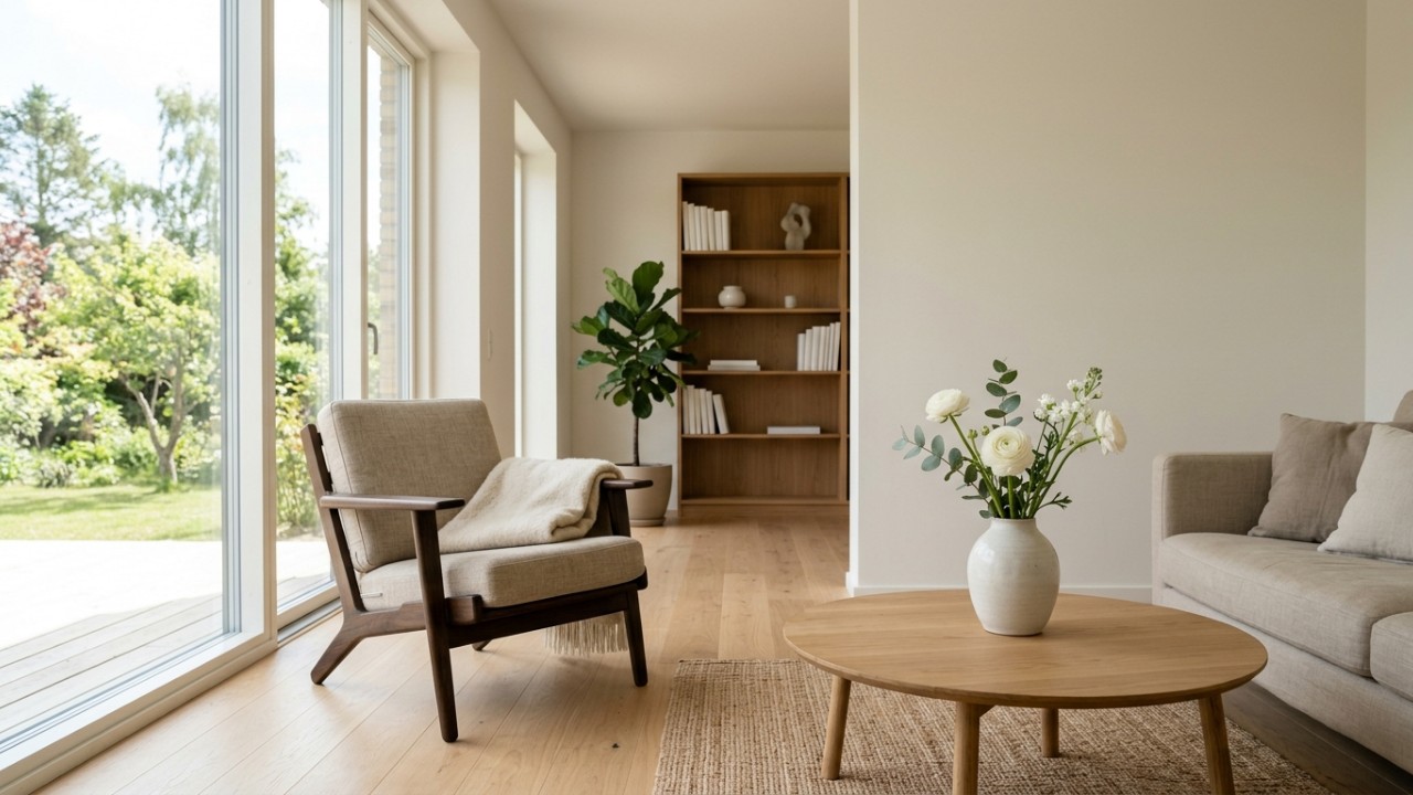 O estilo nórdico valoriza a simplicidade e o aconchego para criar ambientes harmoniosos. – Imagem gerada por IA