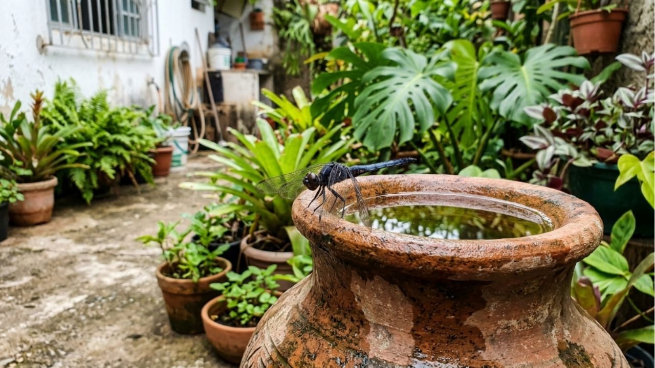 O jardim pode oferecer as condições ideais para as libélulas.