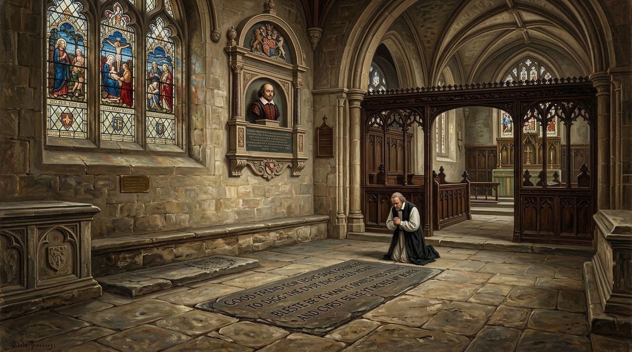 William Shakespeare foi enterrado em 1616 na Igreja da Santíssima Trindade, em Stratford-upon-Avon, na Inglaterra.