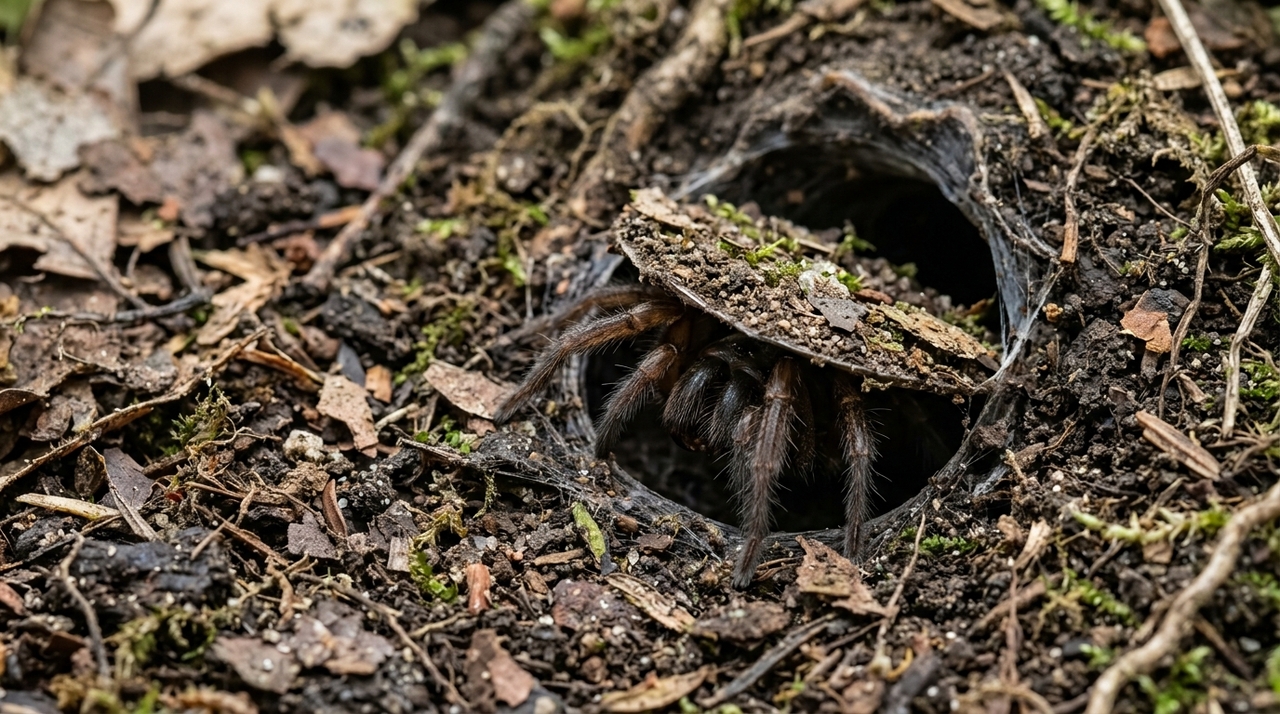 Ao contrário das aranhas que utilizam teias para capturar alimentos, essa espécie aposta em uma estratégia baseada em emboscada.