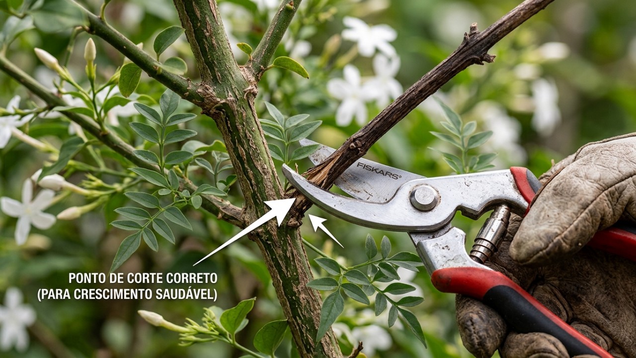 A escolha de uma jardineira profunda e resistente é essencial para garantir o crescimento vigoroso e saudável do jasmim-dos-poetas em varandas. – Imagem gerada por IA