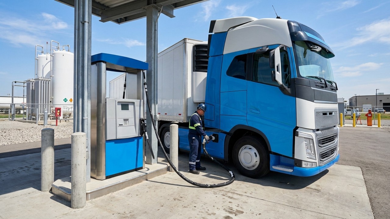 A nova planta sustentável transforma águas residuais em combustível limpo para abastecer frotas de transporte pesado. – Imagem gerada por IA