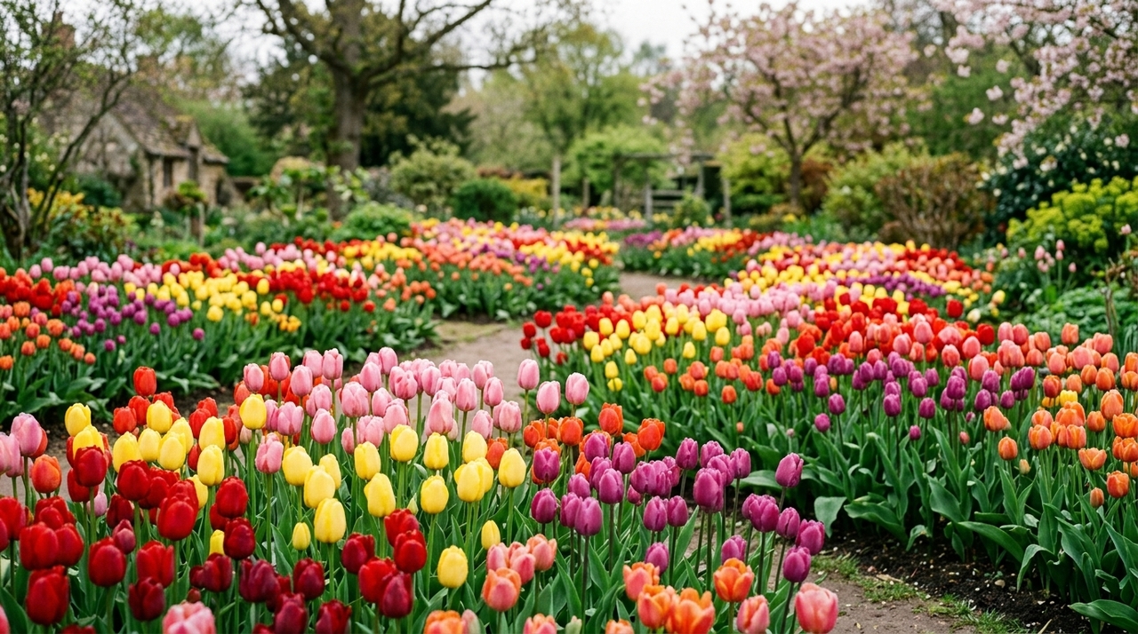 O plantio das tulipas acontece, na maioria das regiões, durante o outono, quando o solo começa a esfriar.