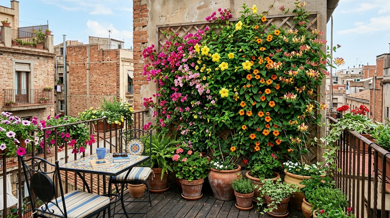 Ao planejar esse jardim vertical, é essencial observar quanto sol a varanda recebe, a circulação de vento e o espaço disponível para crescimento.
