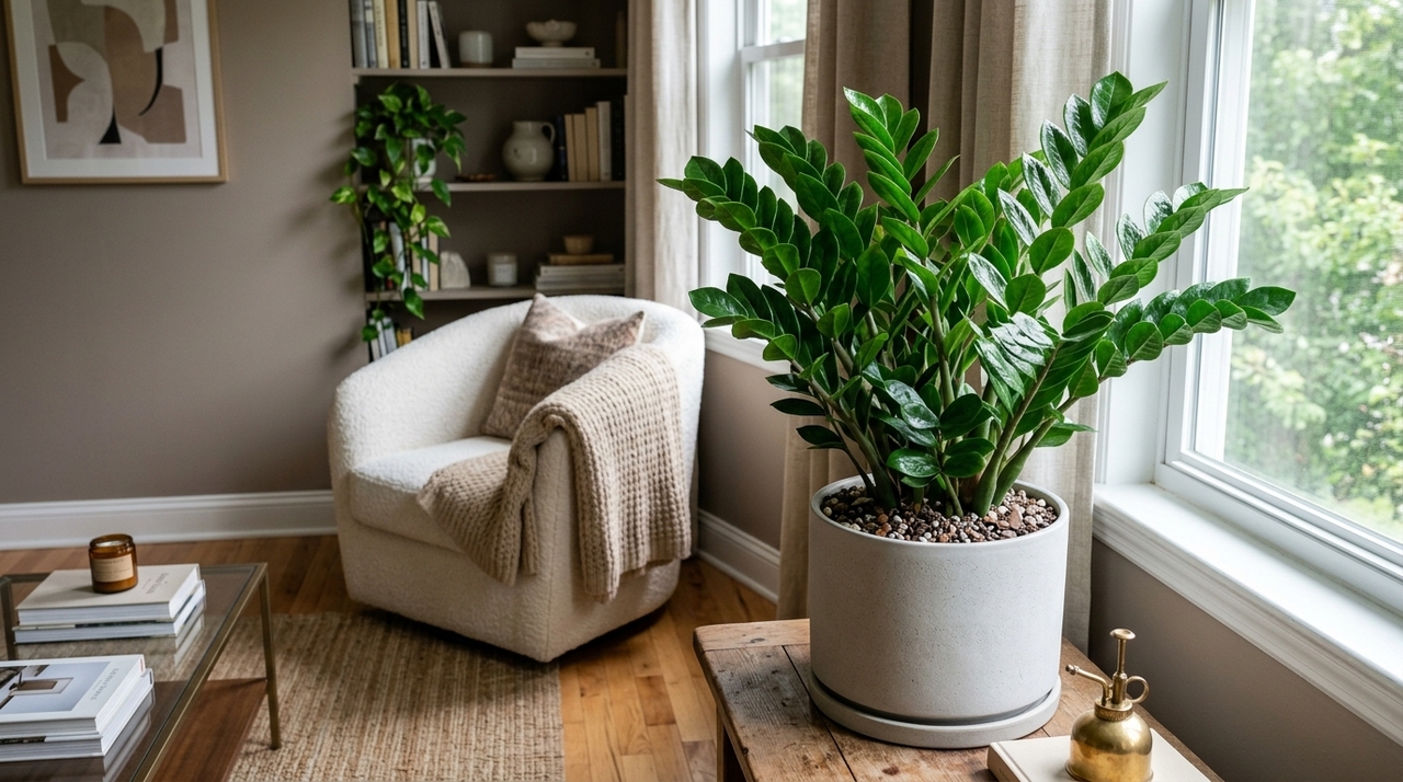 Algumas plantas de interior têm estruturas que armazenam água, como folhas grossas, caules suculentos ou raízes mais robustas.