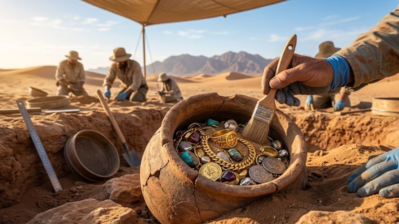 Arqueólogos acharam vaso de barro repleto de ouro e joias