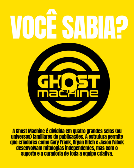 A Ghost Machine é dividida em quatro selos editoriais e reúne artistas como Gary Frank, Bryan Hitch, Jason Fabok e Ivan Reis em um universo compartilhado de histórias autorais.