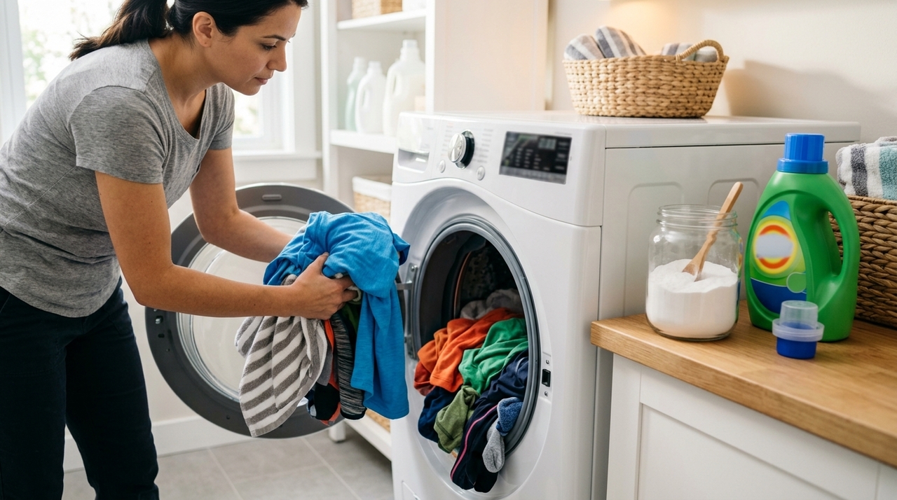 Para uma máquina cheia, pode-se começar com duas a quatro colheres de sopa de bicarbonato, respeitando sempre as orientações do fabricante do aparelho e da roupa.
