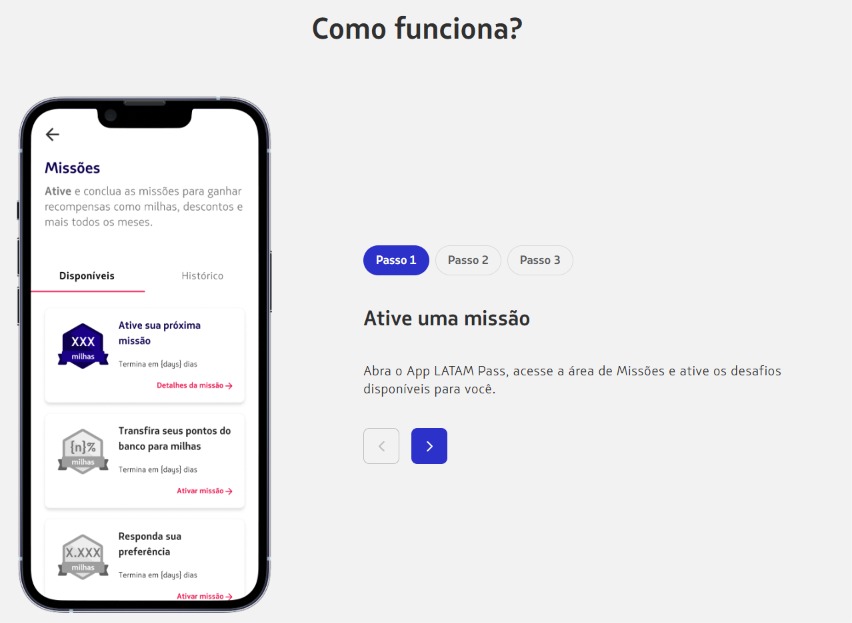 Tela da nova a funcionalidade do aplicativo Latam Pass