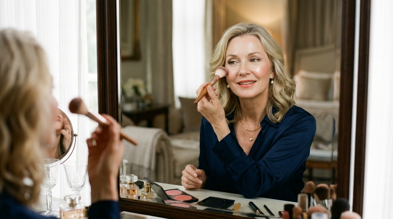 O blush é um cosmético usado para colorir e realçar as maçãs do rosto, disponível em pó, creme e outras apresentações.