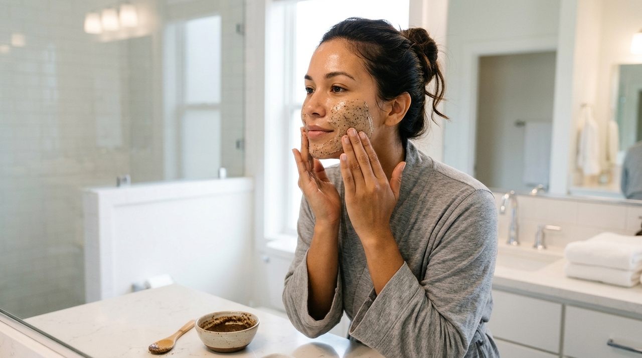 A combinação desses ingredientes naturais atua promovendo uma esfoliação física delicada sobre o tecido cutâneo
