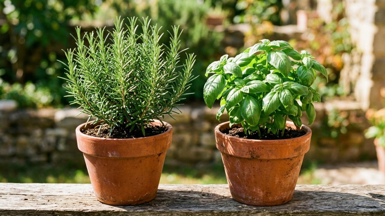 Evite cultivar alecrim e manjericão no mesmo vaso devido às necessidades opostas de irrigação.