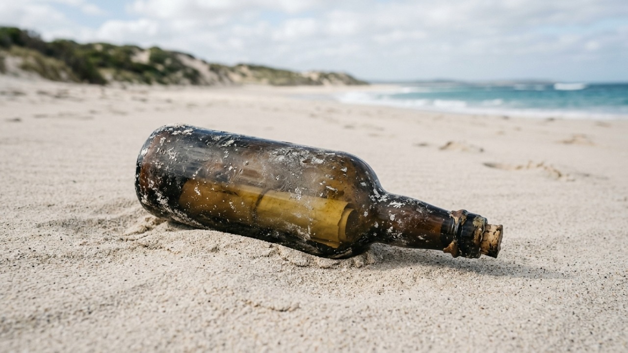 Garrafa secular foi encontrada enterrada na areia de praia australiana.