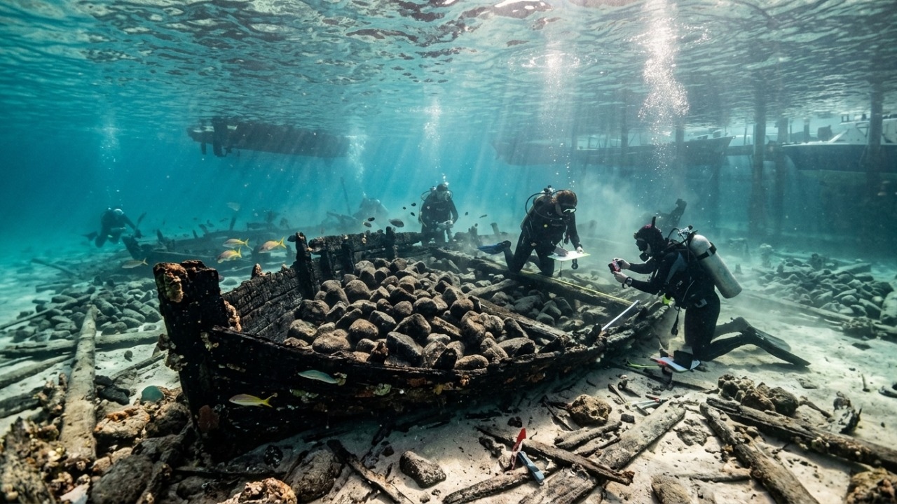 Pesquisa inédita em área restrita descobre embarcações históricas no porto caribenho.