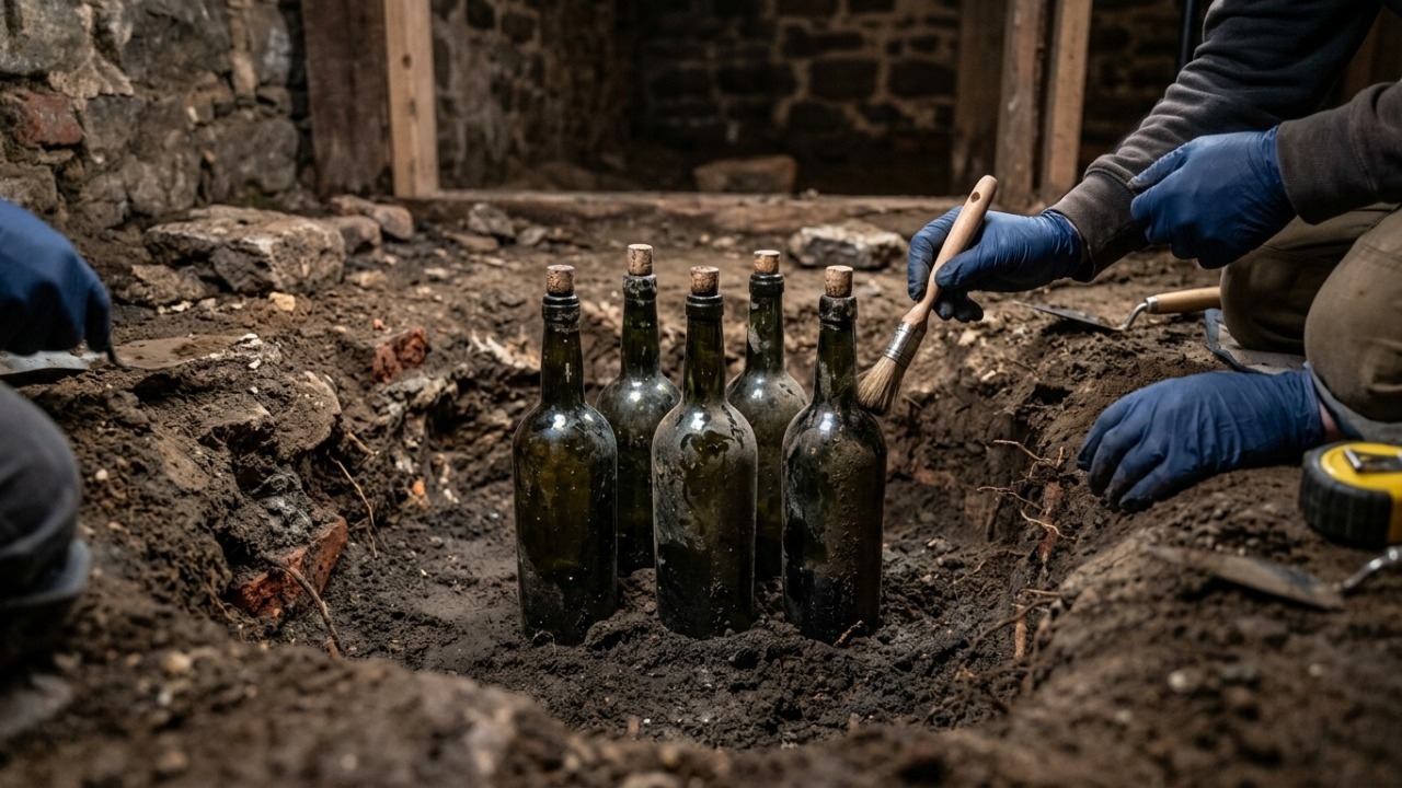 Arqueólogos encontraram garrafas com frutas preservadas há 250 anos em Mount Vernon.