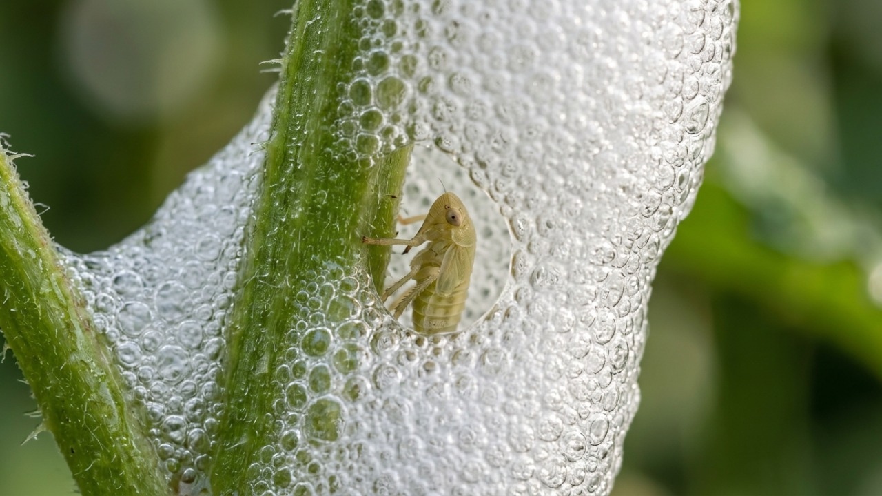 Produção biológica de espuma que garante estabilidade térmica e proteção contra predadores.