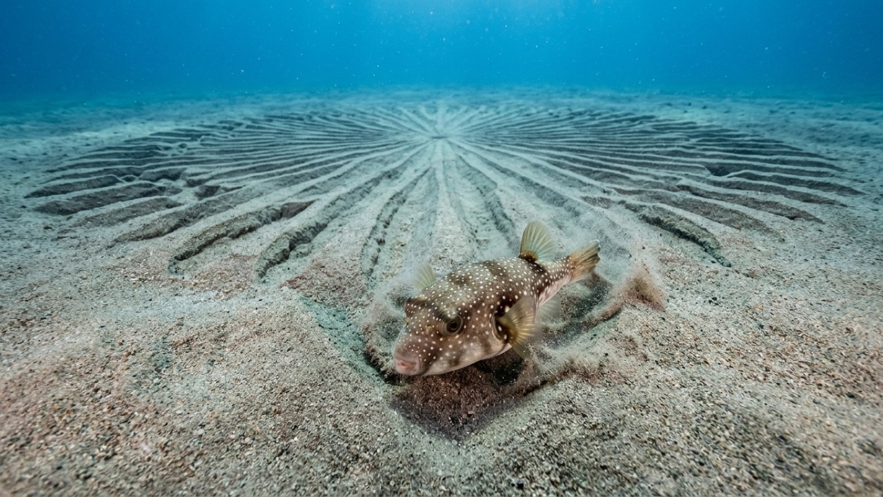 Espécie marinha constrói incríveis figuras geométricas no fundo do oceano japonês.