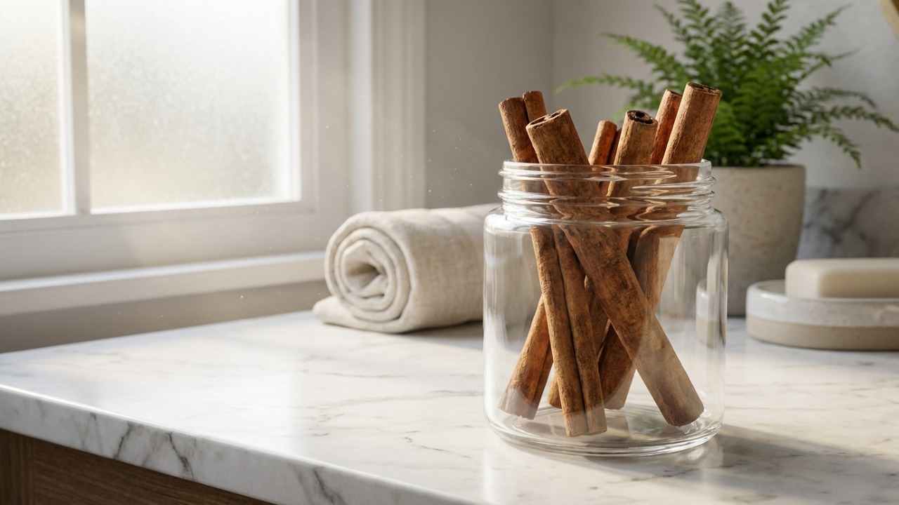 O uso de canela em pau é uma alternativa natural e econômica para perfumar o banheiro e eliminar odores.