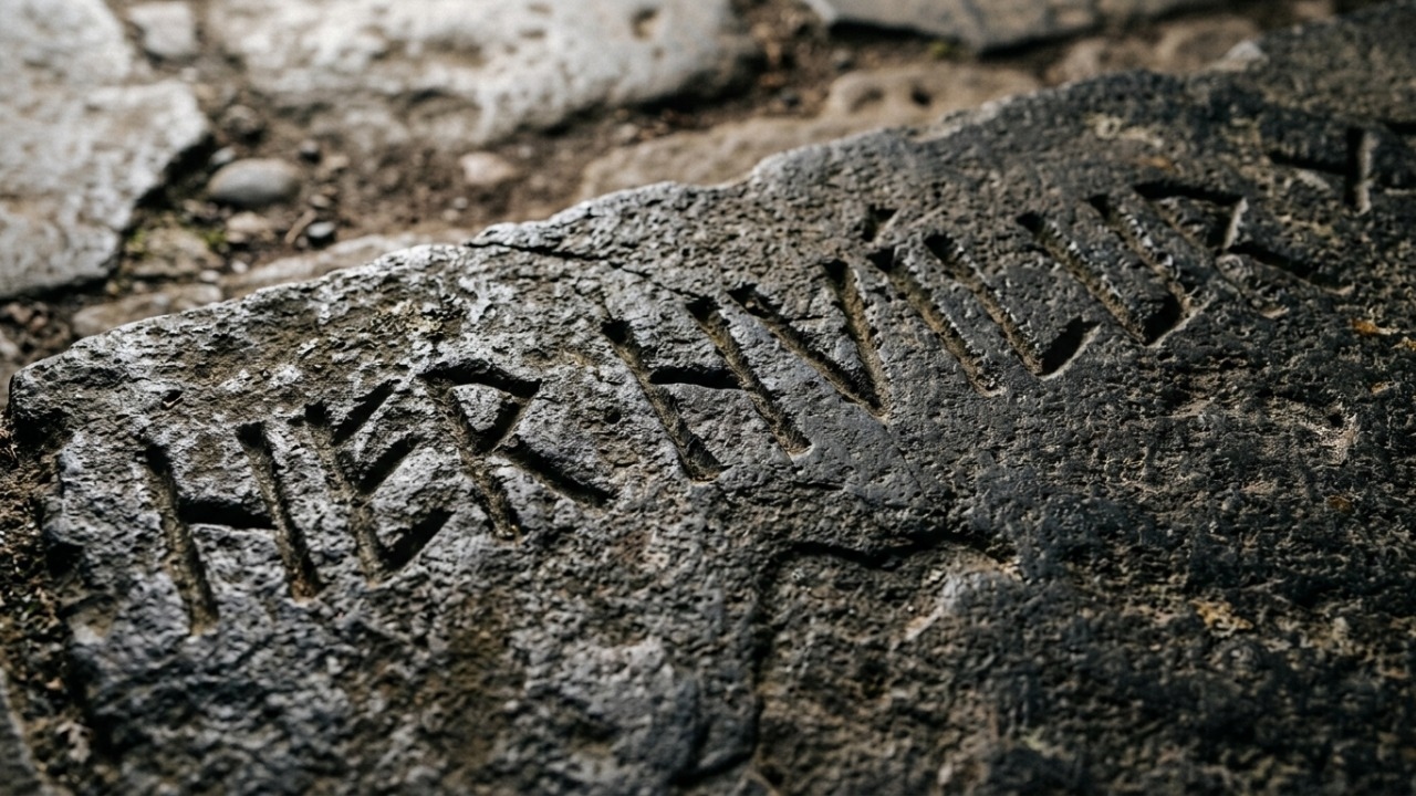 Vestígio epigráfico funerário que marca a transição religiosa durante a era medieval.