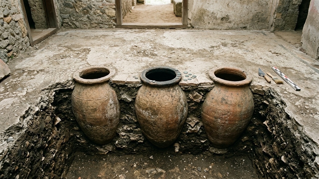 Romanos guardavam dezenas de milhares de moedas em potes sob o piso.