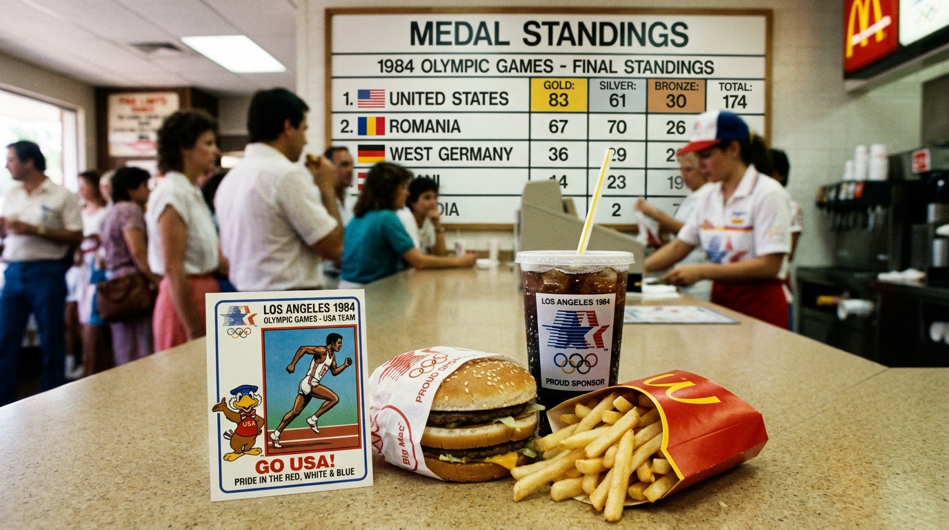 A campanha usava o slogan When the U.S. Wins, You Win. Ao comprar itens participantes, clientes recebiam cartões com uma modalidade olímpica.