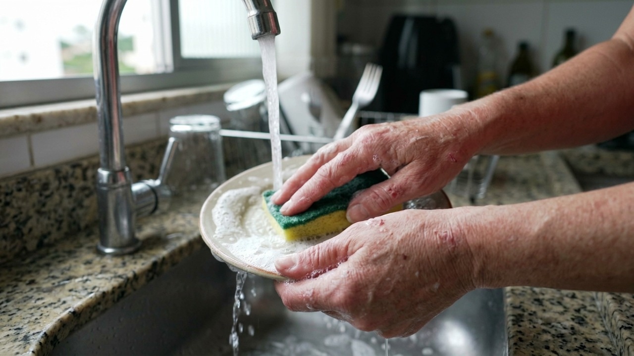 Creme com dexpantenol ajuda mãos ressecadas pelo detergente a recuperar conforto.