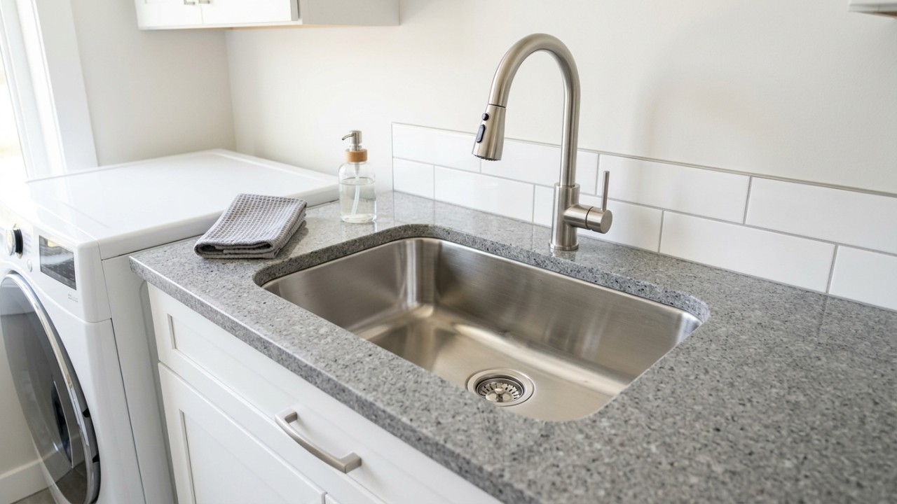 O tanque de aço inox moderniza a área de serviço com leveza e durabilidade.